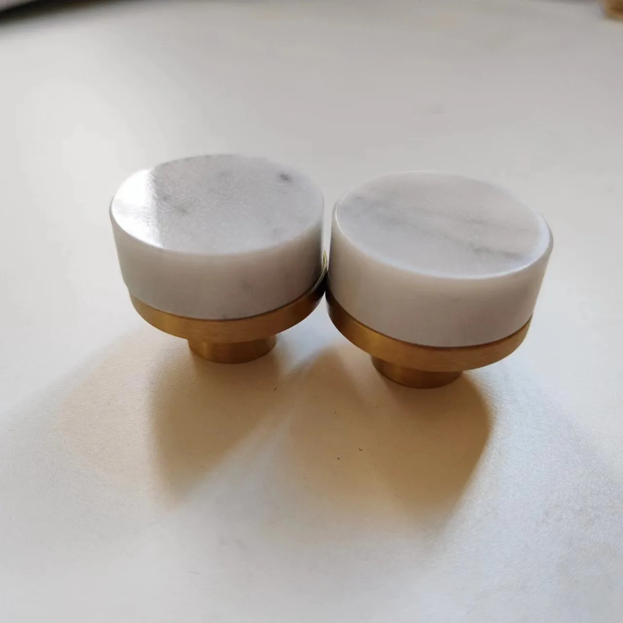 Brass Marble Knob Furniture Knob Cabinet Cupboard Dresser Knob White Marble Knob