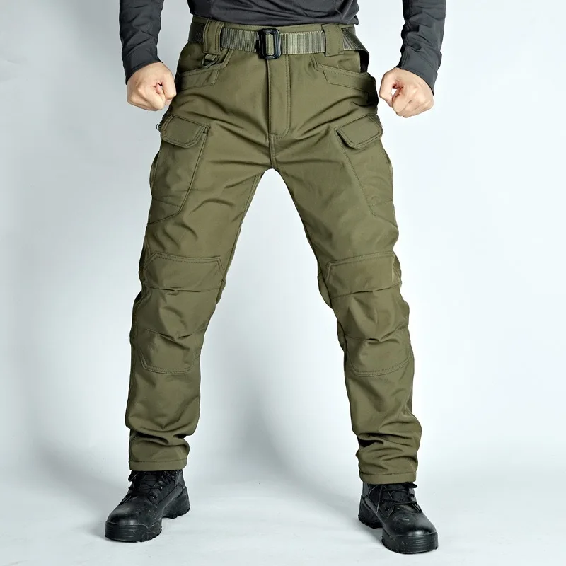

Outdoor Cargo Pants Fleece Lined Waterproof Trousers Relaxed Insulated Utility Pants Windproof Hiking Cold-Weather Pants