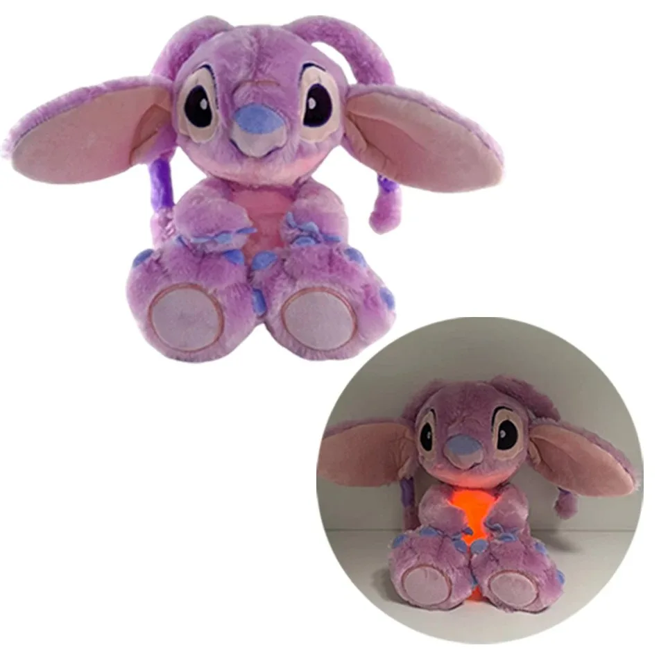 Disney Lilo Stitch Peluche Bambola Respiro Bambino Peluche Kawaii Lenisce Giocattolo Anime Baby Musica Luce Sonno Giocattoli Punto Rosa Regali per Bambini