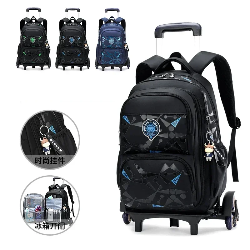 

Primary School Backpack Boys on Wheels Students School Backpack Can Climb Stairs Casual Suitcase Children Travel Backpack