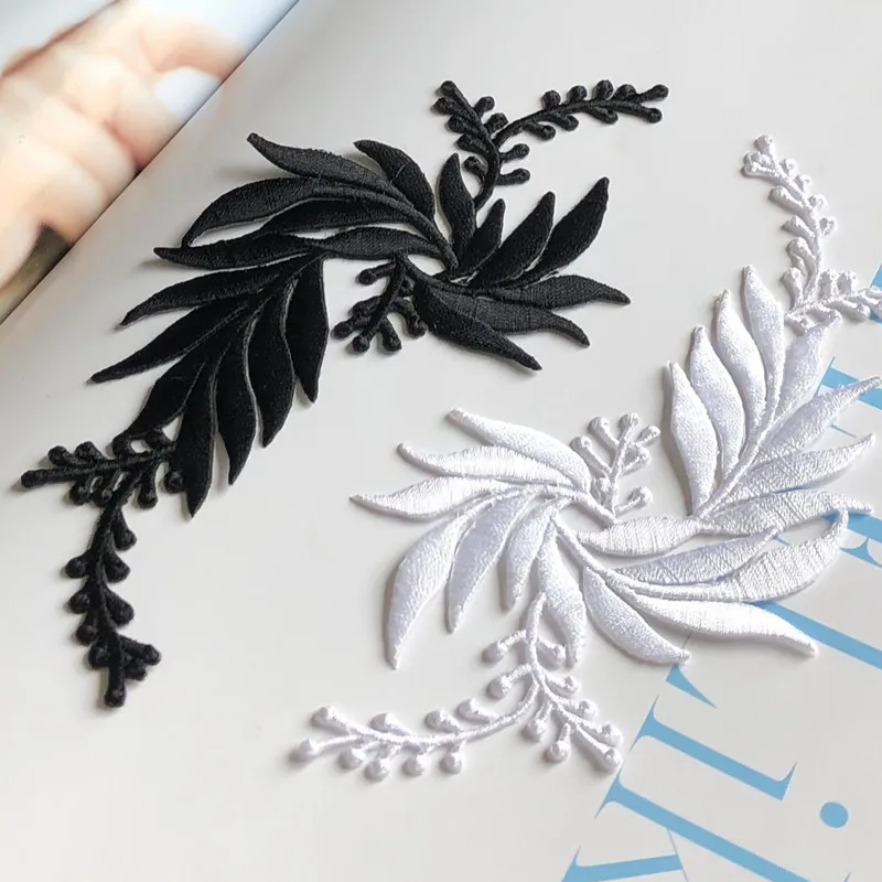 1PCS High Quality Design Dressess With Leaf Applique Clothing Thermoadhesive Patches Embroidery Patch Flower Leaves For Dress