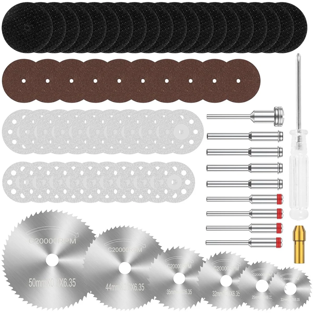 

Набор отрезных кругов ABNJ, набор отрезных дисков для вращающегося инструмента с хвостовиком 1/8 дюйма, дисковая пила из быстрорежущей стали, 6 шт., алмазный отрезной круг
