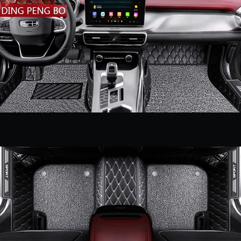 Для Geely Coolray SX11 2022 2021 автомобильные коврики, двухслойные коврики из искусственной кожи для ног, внутренняя напольная подкладка, автомобильные аксессуары для LHD
