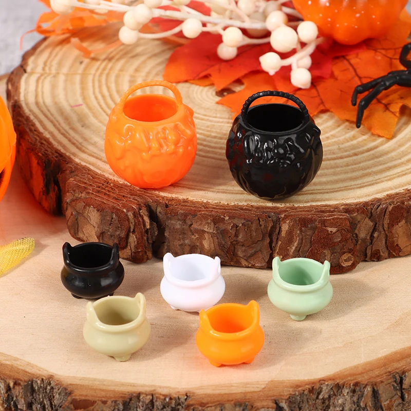 2pcs Halloween Mini Cauldron Miniature Mini Halloween Candy Jar Bucket Pot Witch Cauldron