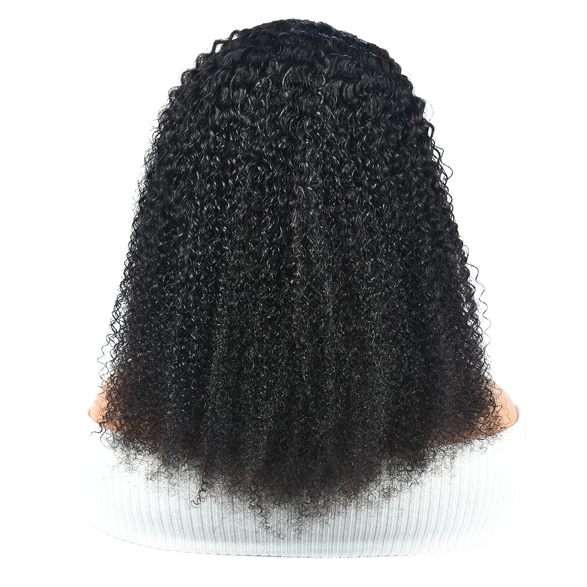 Kinky Curly Pixie cortou perucas de cabelo humano para mulheres, cor natural, franja franja, máquina completa feita