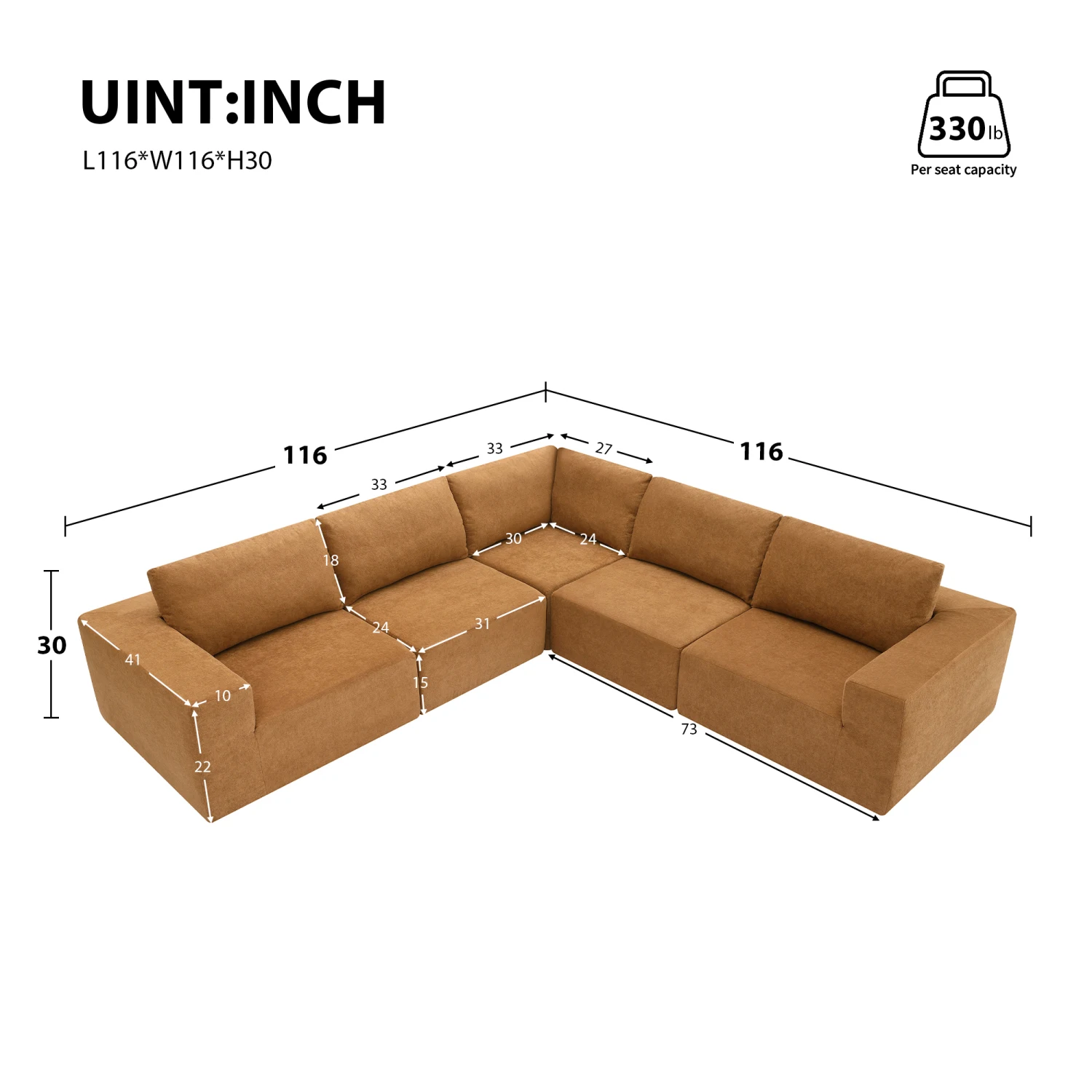 

Luxury Modular L Shaped Sectional Sofa Set with 5 PC Free Combination & 3 Colors