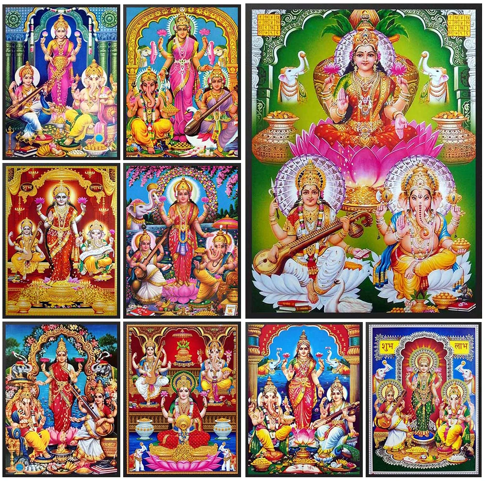 

Goddess Parvati Lakshmi Ganesha Hindu Mythology Wall Pictures For Living Room Nordic Poster Wall Art Canvas Painting Unframed