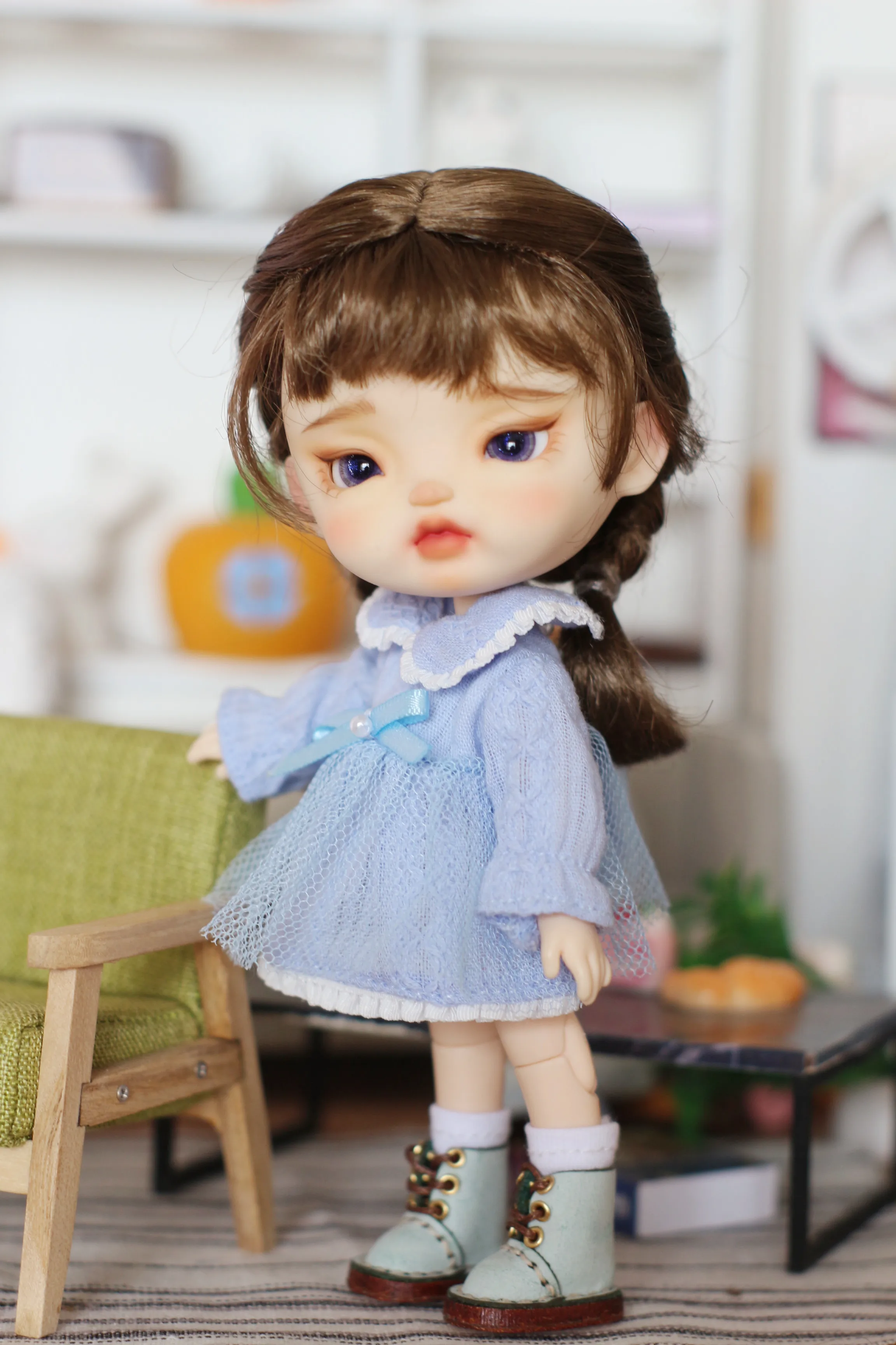 STODOLL OB11 DOLL with makeup white muscle forni 1/12 1/8 bjd including doll head and wig, clothes, shoes and body doll