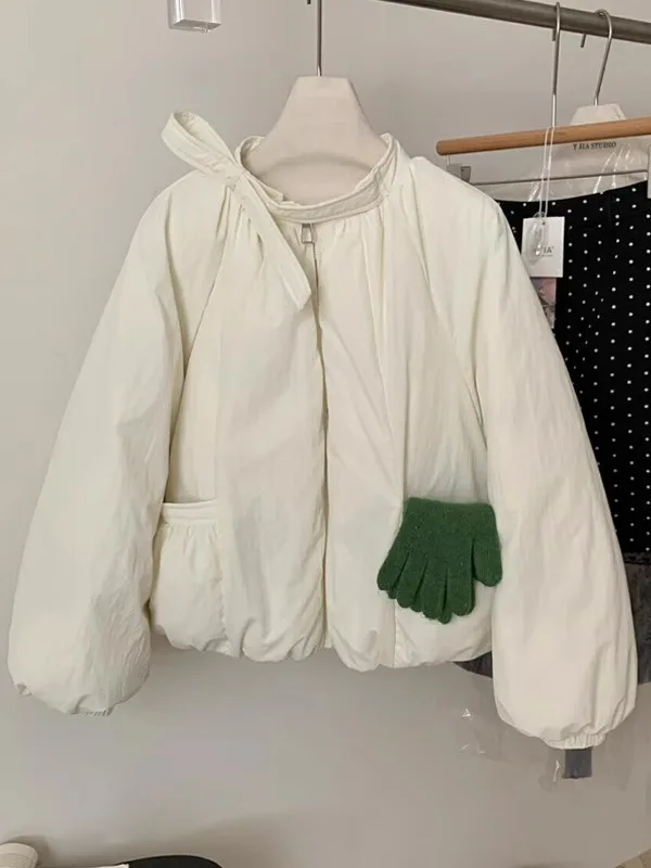 

Fashionable Minimalist Stand Collar Warm Cotton Jacket Women's 2025 Winter New Korean Style Age-Defying Design Long Sleeve Co...