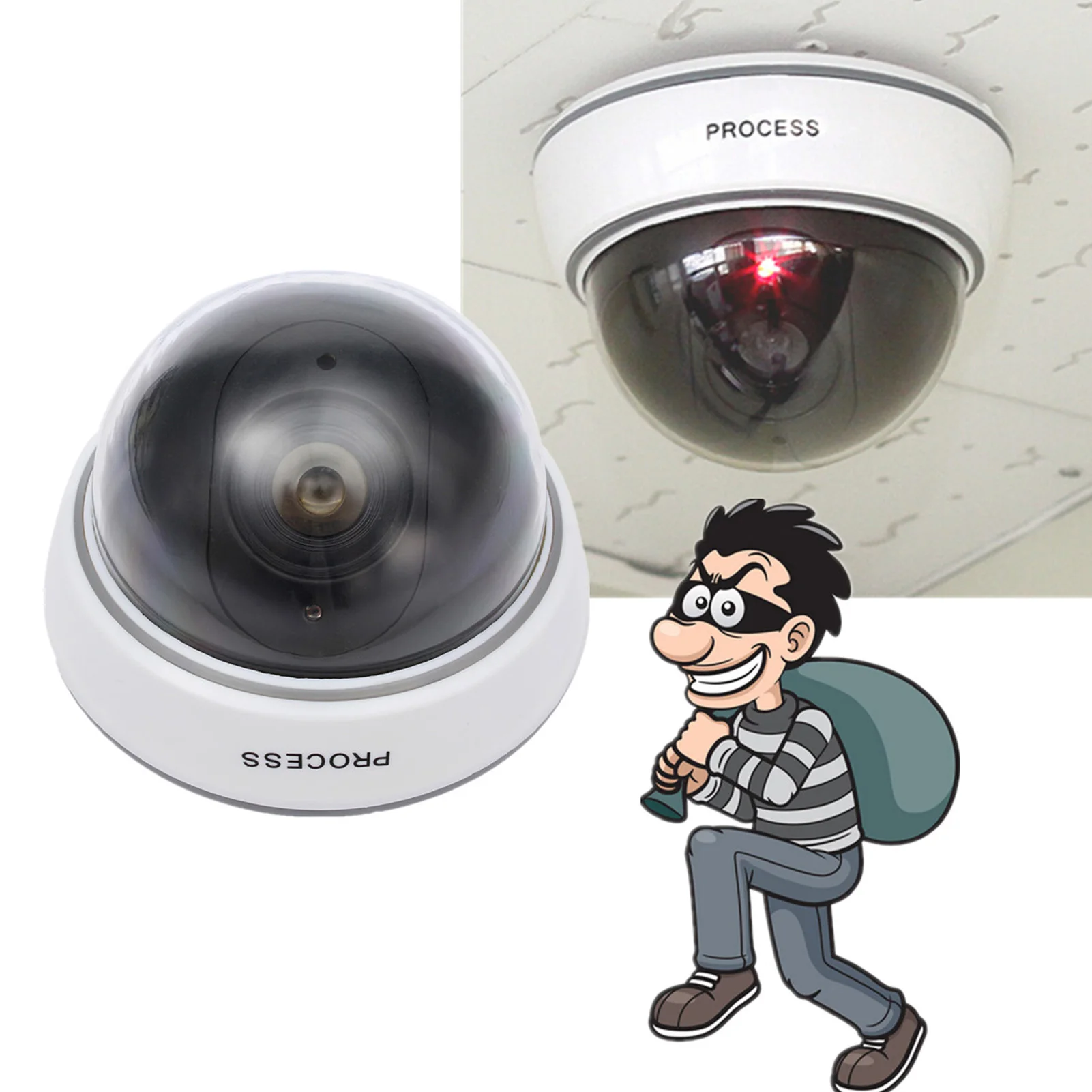 Realistic Simulation Camera Simulation Camera Fake Dummy Dome Surveillance Security Camera Flashing Red Light