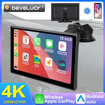 10 inch 4K Dash Cam Car DVR Wireless Carplay &amp; Android Auto GPS Navigation Video Recorder AUX Dashboard Camera Monitor BT 5G