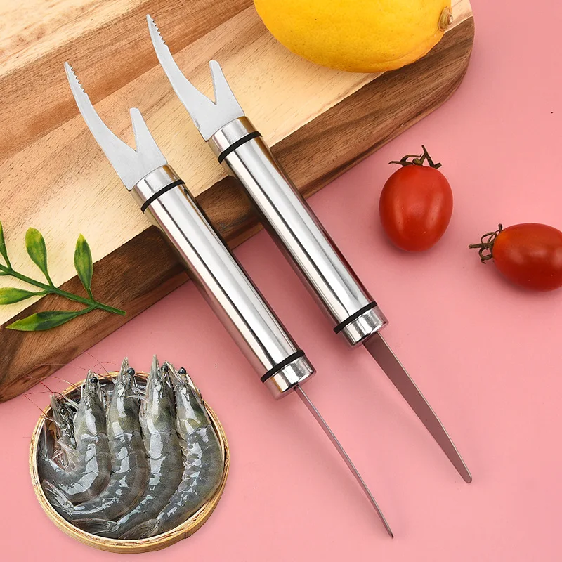 Stainless Steel Shrimp Line Knife Double-Head Multipurpose Processing Shrimp Line Intestines Fish Scales Kitchen Seafood Tools