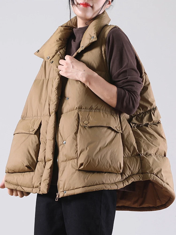 Winter Ultra Light Thin Duck Down Vest Feather Jacket Women Quilted Short Warm Basic Casual Oversize Waistcoat