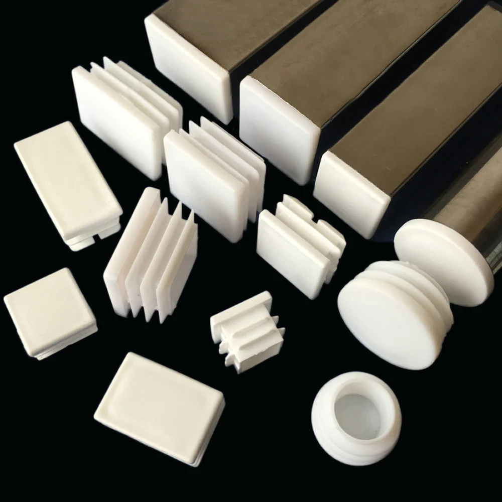 2/10/20 pcs. White Plastic Rectangular Caps Tubular Inserts Bung Steel Plug