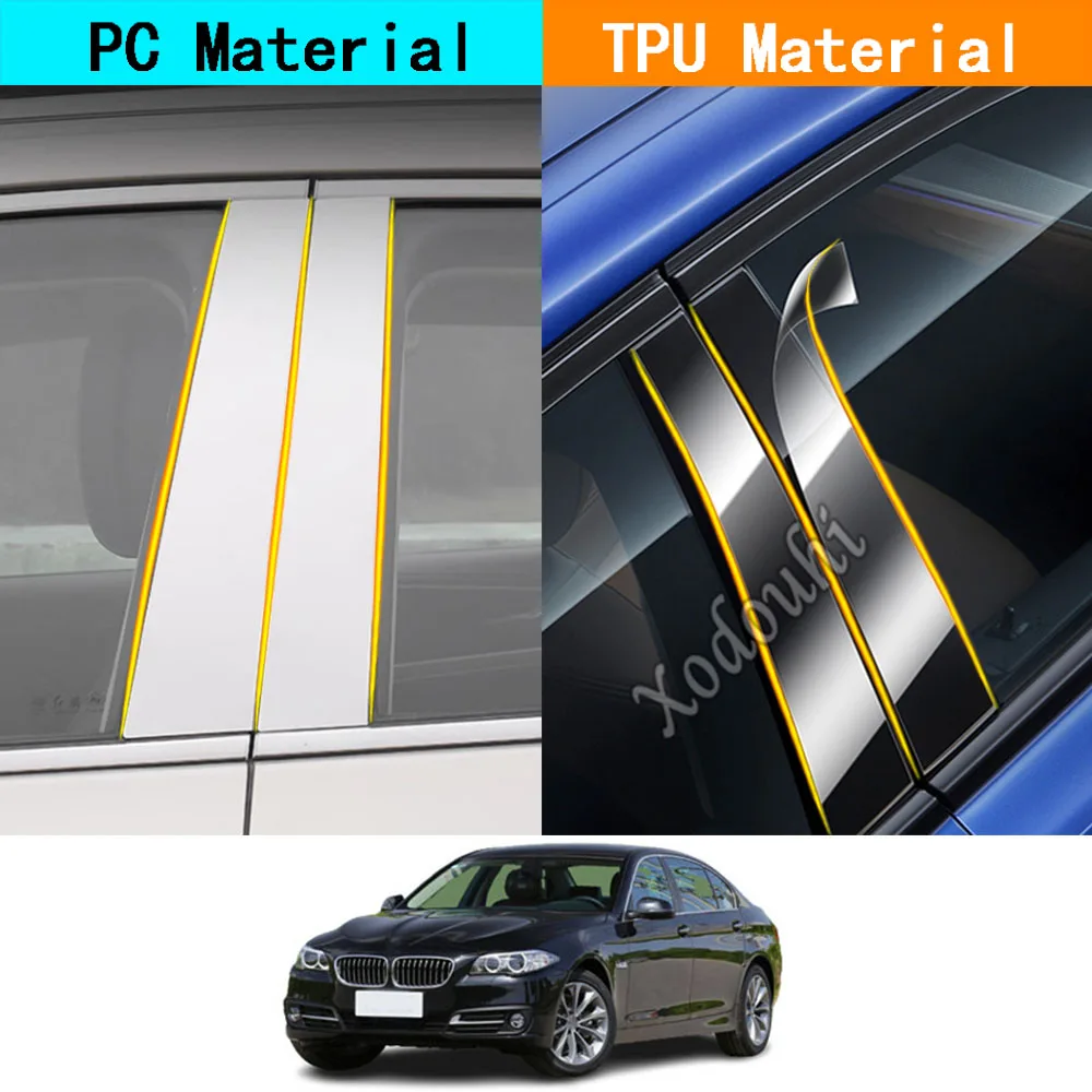 

Car TPU/Glossy Mirror Pillar Post Cover For BMW 5 Series F10 2011 2012 2013 2014 2015 2016 2017 Stickers Accessories 6PCS