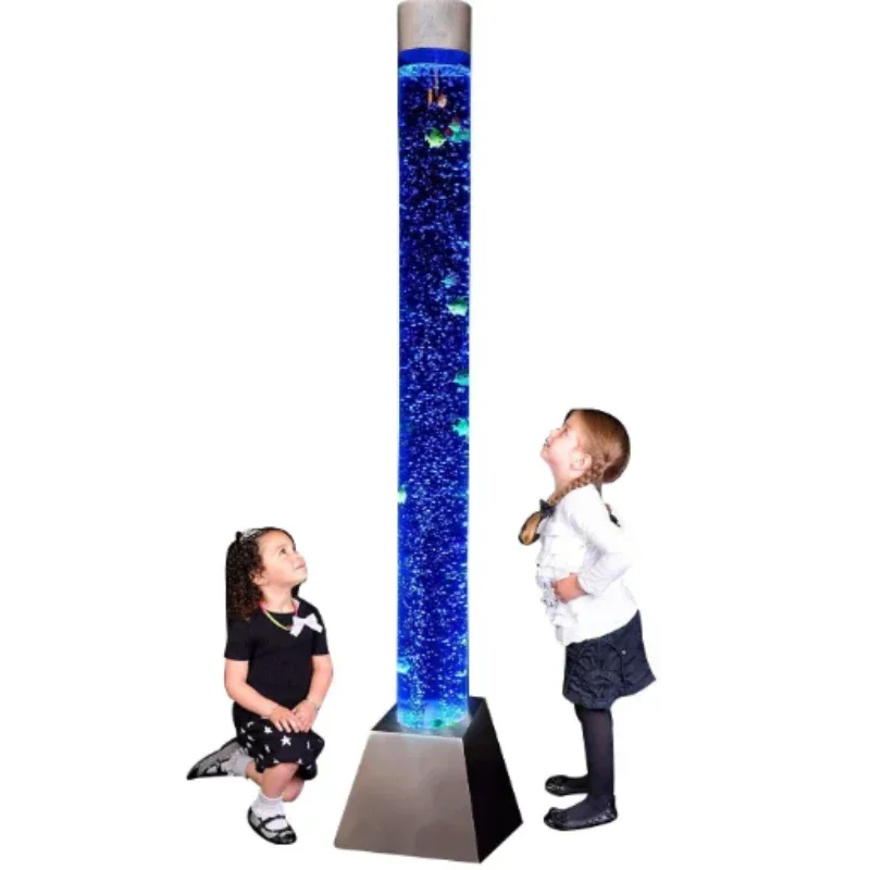 Customized shiny led light water pillar acrylic bubble tube for party decoration