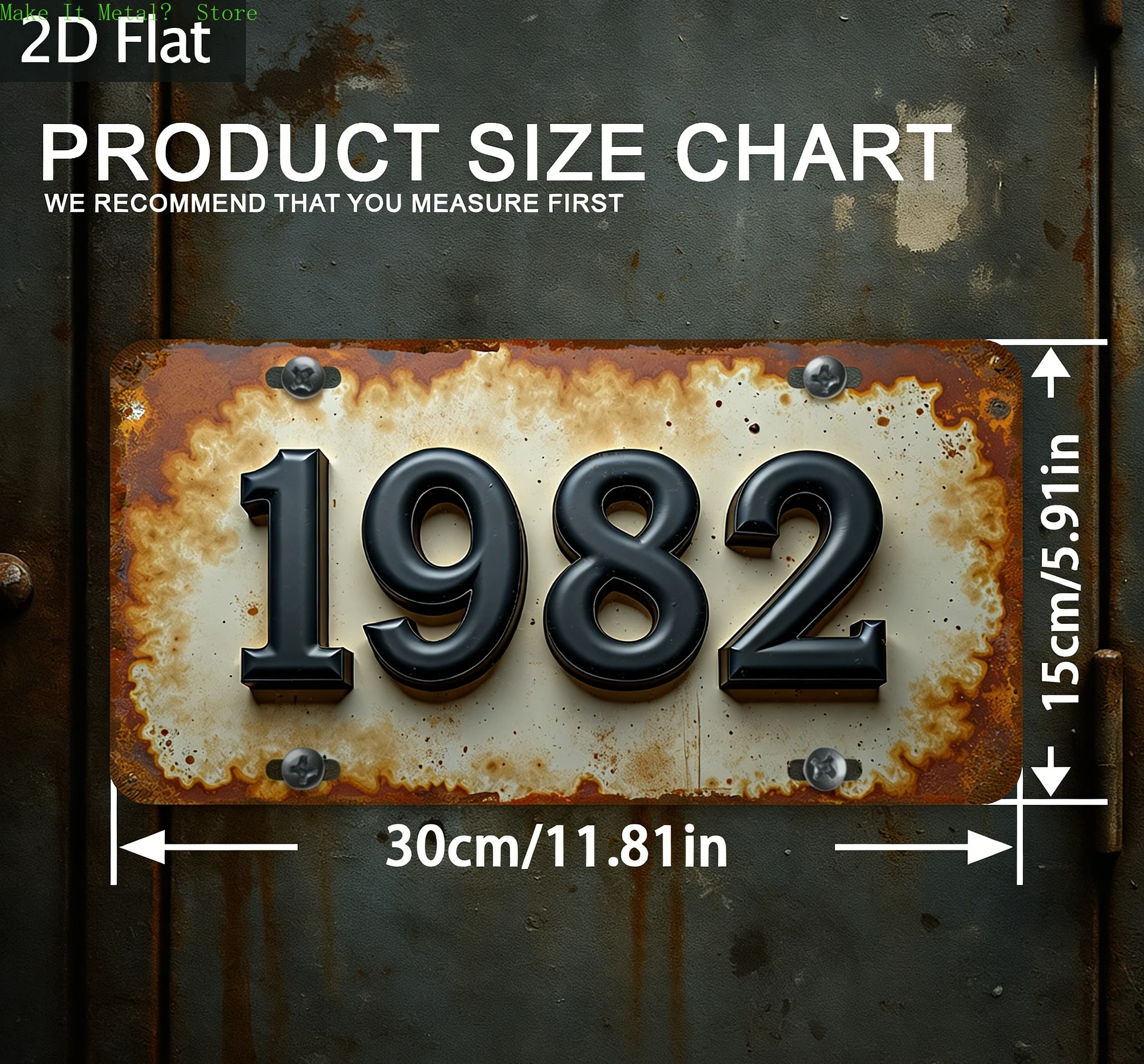Vintage 1981 Rustic License Plate Style Metal Tin Sign - 2D Flat Retro Industrial Wall Decor 30x15cm, Ideal Gift for 80s Nostalg