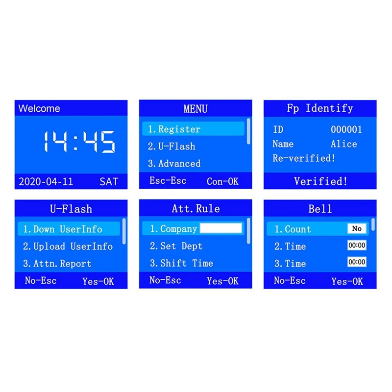 Máquina de asistencia de huellas dactilares + 10 tarjetas, Control de acceso, grabador de reloj de tiempo eléctrico, gestión de datos USB