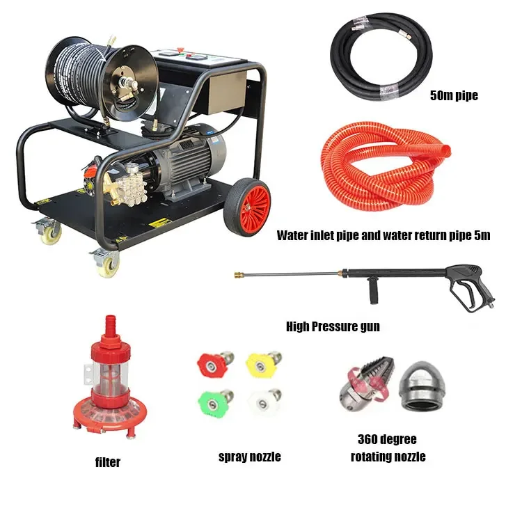 230Bar Pipe Water Jet Drain Power Washer 22kw AR Pump Sewer Dredging Machine