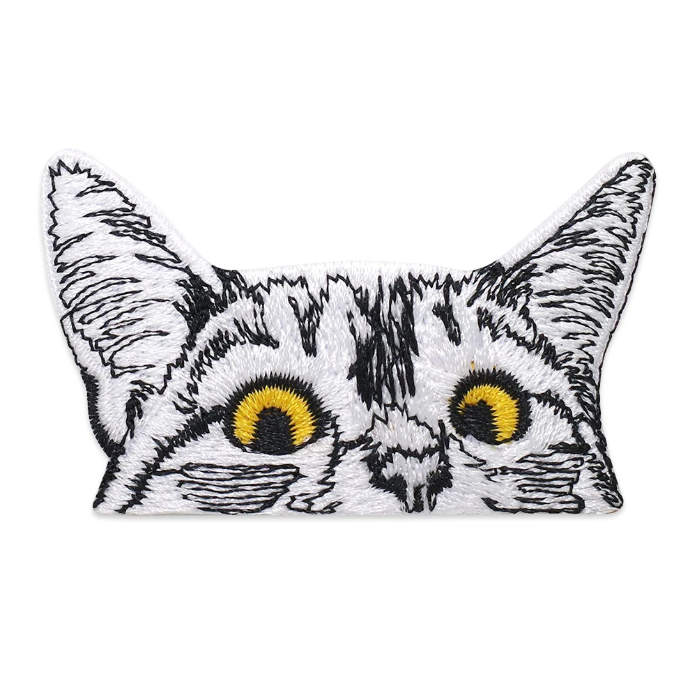 

Kawaii Grey Cat Embroidery Patches Iron on Patches Embroidered Decoration for Garment Sweashirts T-shirts Jackets Coat Cartoon