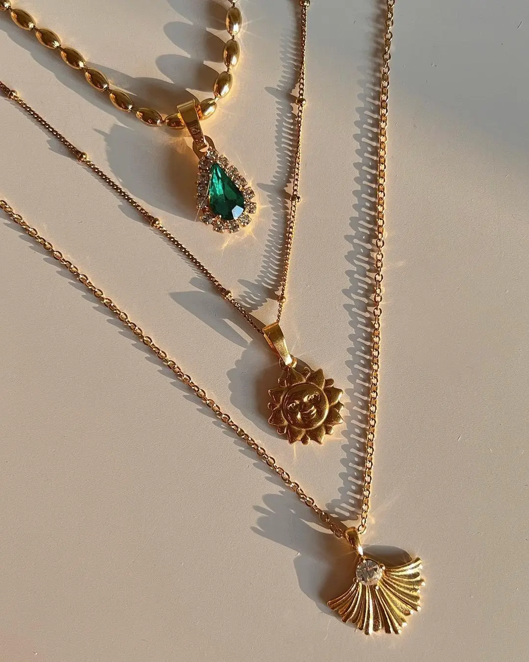 INS 18k Gold-plated Stainless Steel Cross Cupid Necklace For Women Vintage Sun Pendant Necklaces Chain Fashion Jewelry Gift