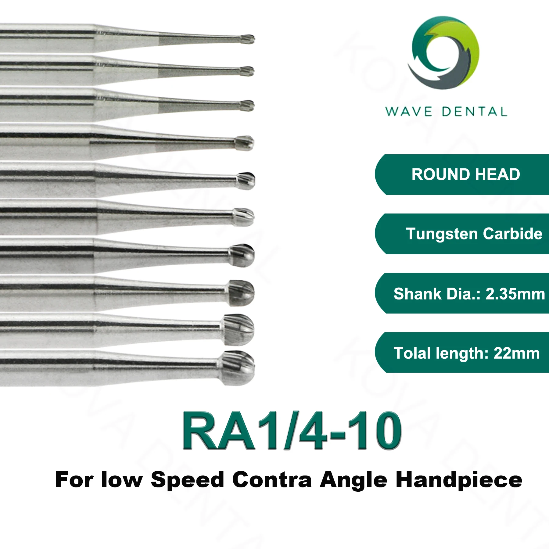 

WAVE Dental Burs Tungsten Drill Nails Dental Drill Bits Round Ball Head RA Serie Dia2.35mm Fit low Speed Contra Angle Handpiece