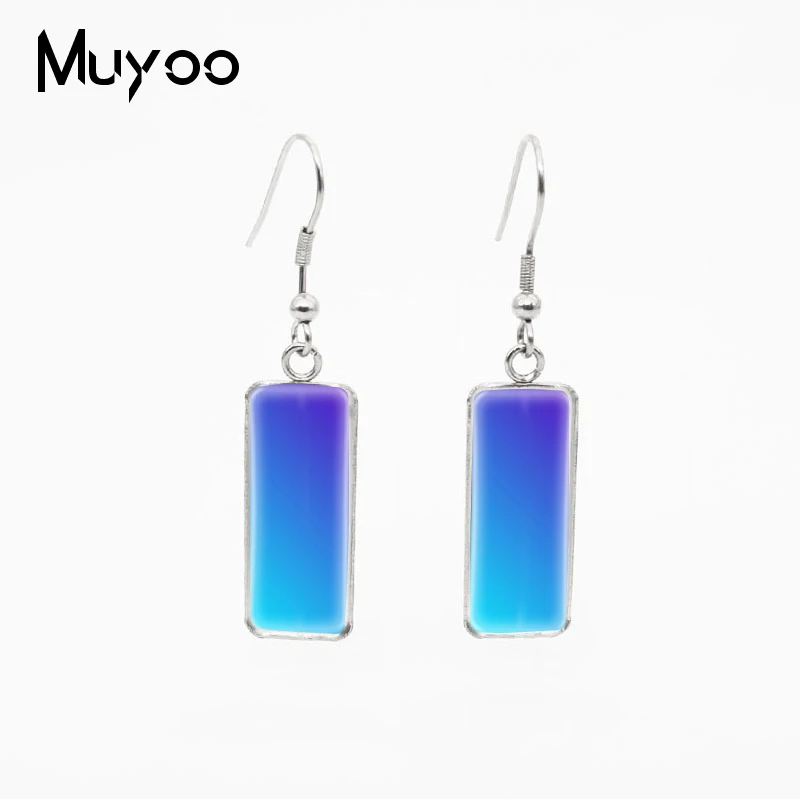 New Arrival Abstract Rainbow Colorful Gradient Print Rectangle Dangles Jewelry Fish Hook Earrings for Girls