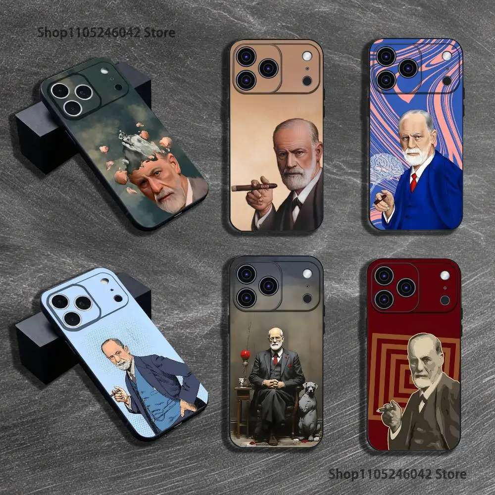 Psychoanalysis Sigmund Freud Phone Case For iPhone 17,16,15,14,13,12,11,Pro,XS,Max,XR,Plus Black Shockproof Soft Cover
