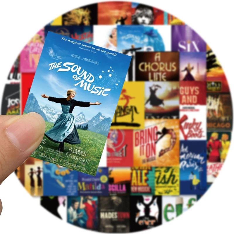 52PCS Broadway Musical Poster Stickers Graffiti Decoration Phone Fridge Skateboard Laptop Cartoon Anime Sticker Pack Toy