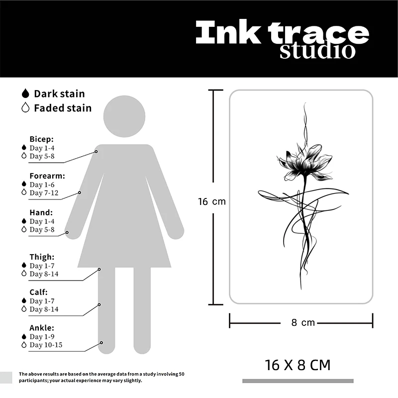 Lotus Flower temporary tattoo sticker, waterproof magic tattoo, lasts to 15 days fake tattoo, semi permanent tattoo