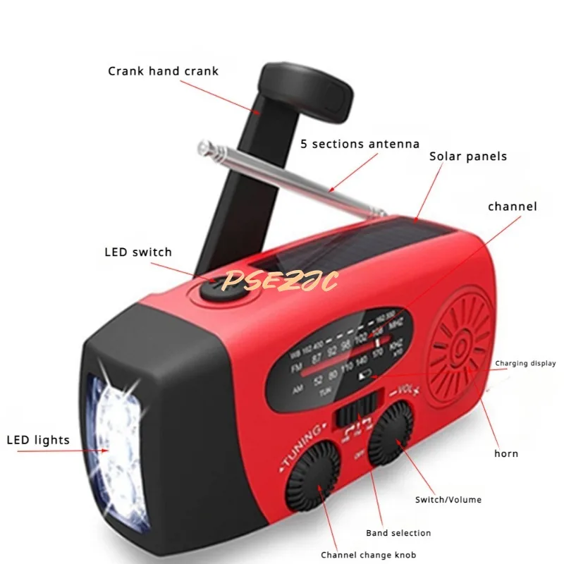 Outdoor Disaster Prevention and Emergency Portable Solar Powered Handheld Radio