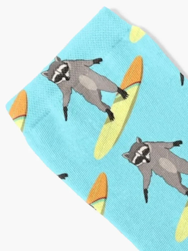 Surfing Raccoon Socks Novelties essential Crossfit Girl'S Socks Men's