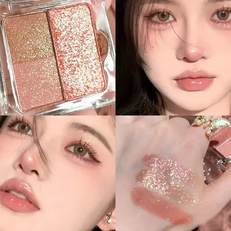 Green White Eyeshadow Palette Professional Highlight Shimmer Brightening Long Lasting Eye Shadow Eye Makeup Eye Cosmetic 3Colors