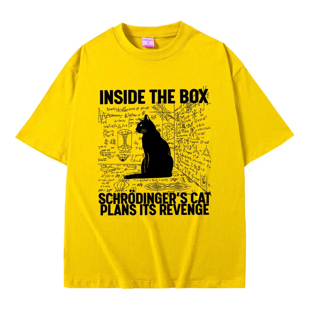 تي شيرت Schrodinger Cat Limited Schrodinger Cat Lovers مضحك ميمي قطن كاجوال ملابس الشارع الشهير برقبة دائرية للرجال والنساء