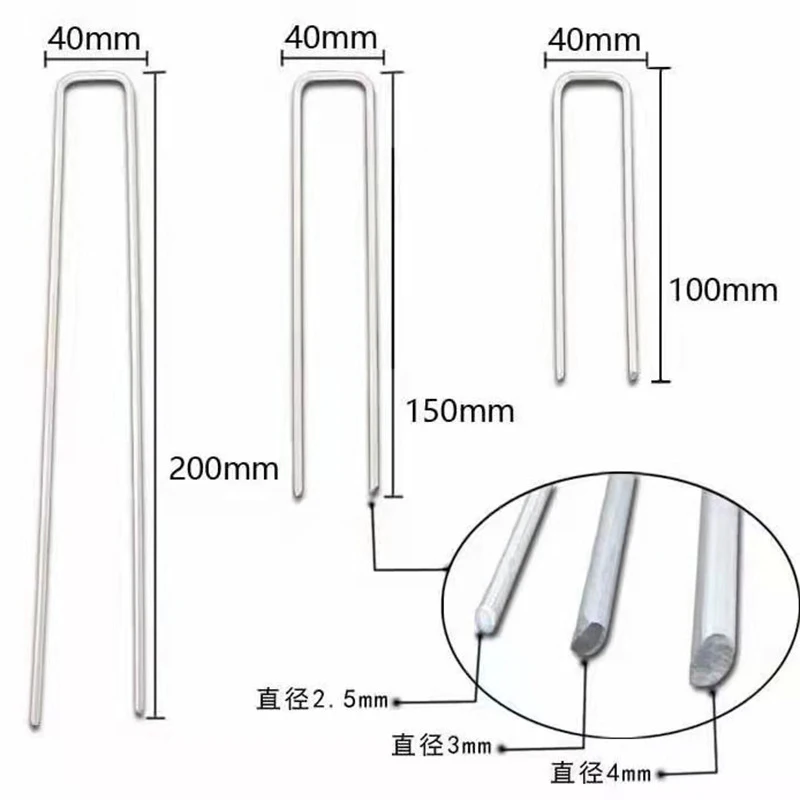 Durable Galvanized Steel U Shaped Ground Staples for Fixing Weed Barrier Fabric for Orchard Lawn Greenhouse Outdoor Landscape Su - view 2