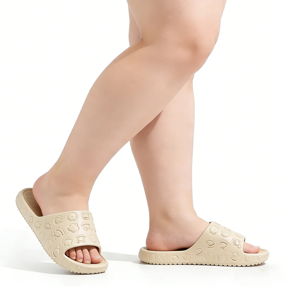 

Wide width women's cartoon pattern slippers EVA striped non slip sole soft and comfortable casual shoes for summer