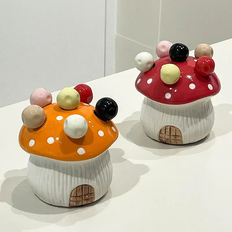 Mushroom-shaped Stainless Steel Fruit Fork Fruit Stick Cheese Base Storage Box Cake Dessert Dork Set Decorative Tableware