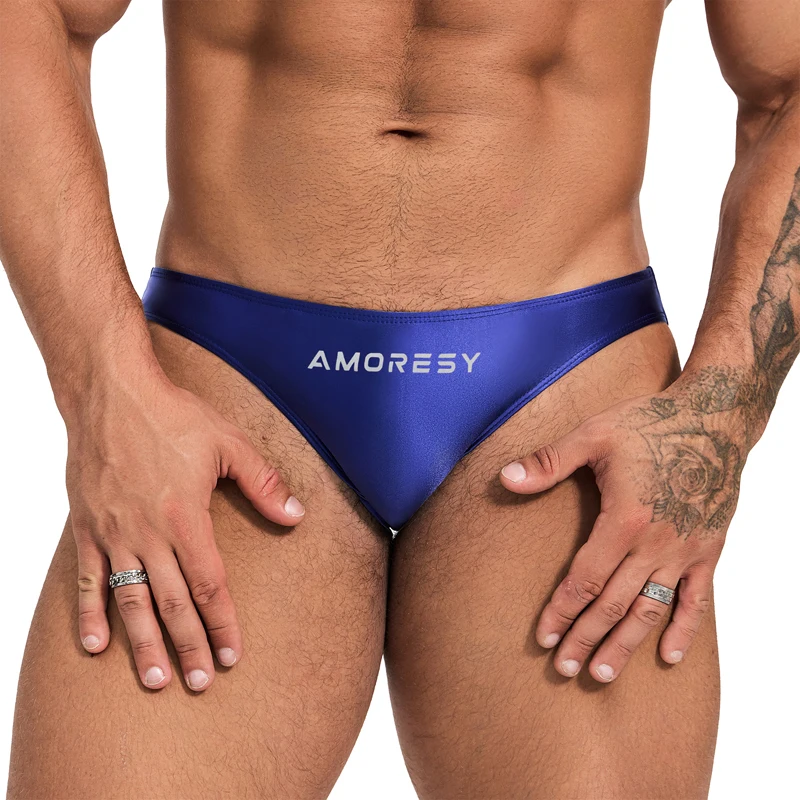 satin glossy mens sexy underwear oily Yoga sports running Leisure underpants shinny low-waisted briefs swimming trunks