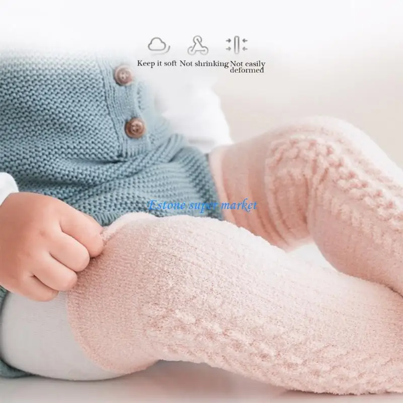 

090B Cable Knitted Long Tube Baby Socks Leg Warmer Terry Cloth Socks for Cold Weather