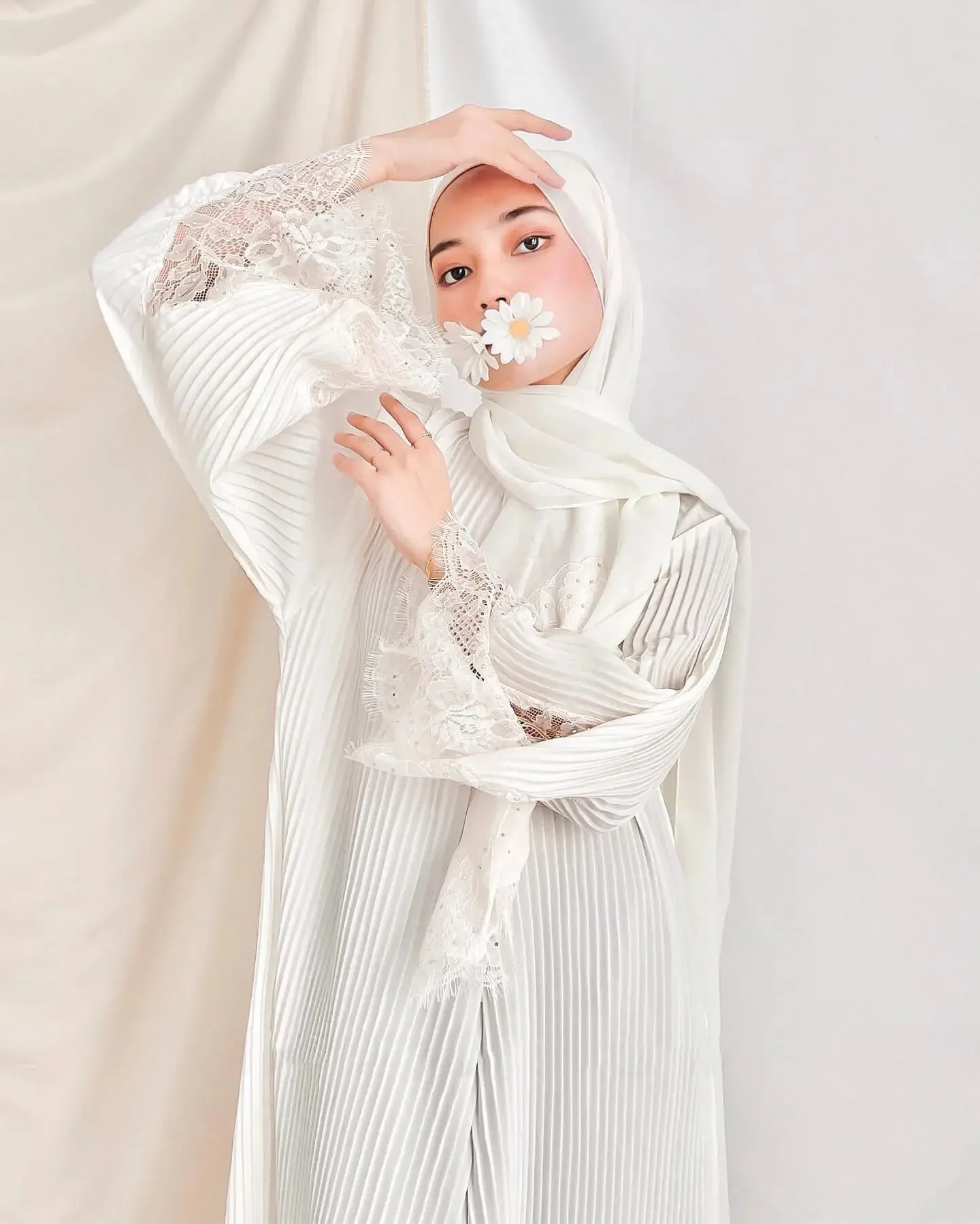 Ramadan Donne Musulmane Abito Hijab Pizzo Abaya Turchia Caftano Djellaba Islam Pieghettato Preghiera Indumento Abito Dubai Abito Caftano Kebaya