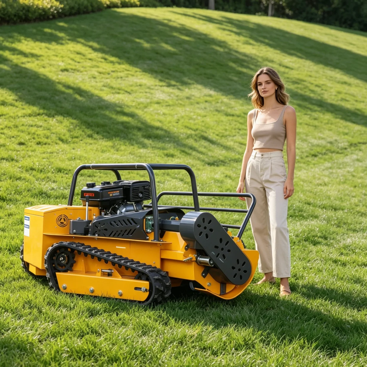 Customized Remote Control Flail Lawn Mower Petrol Engine Low Fuel Consumption High Working Time for Commercial & Household Use