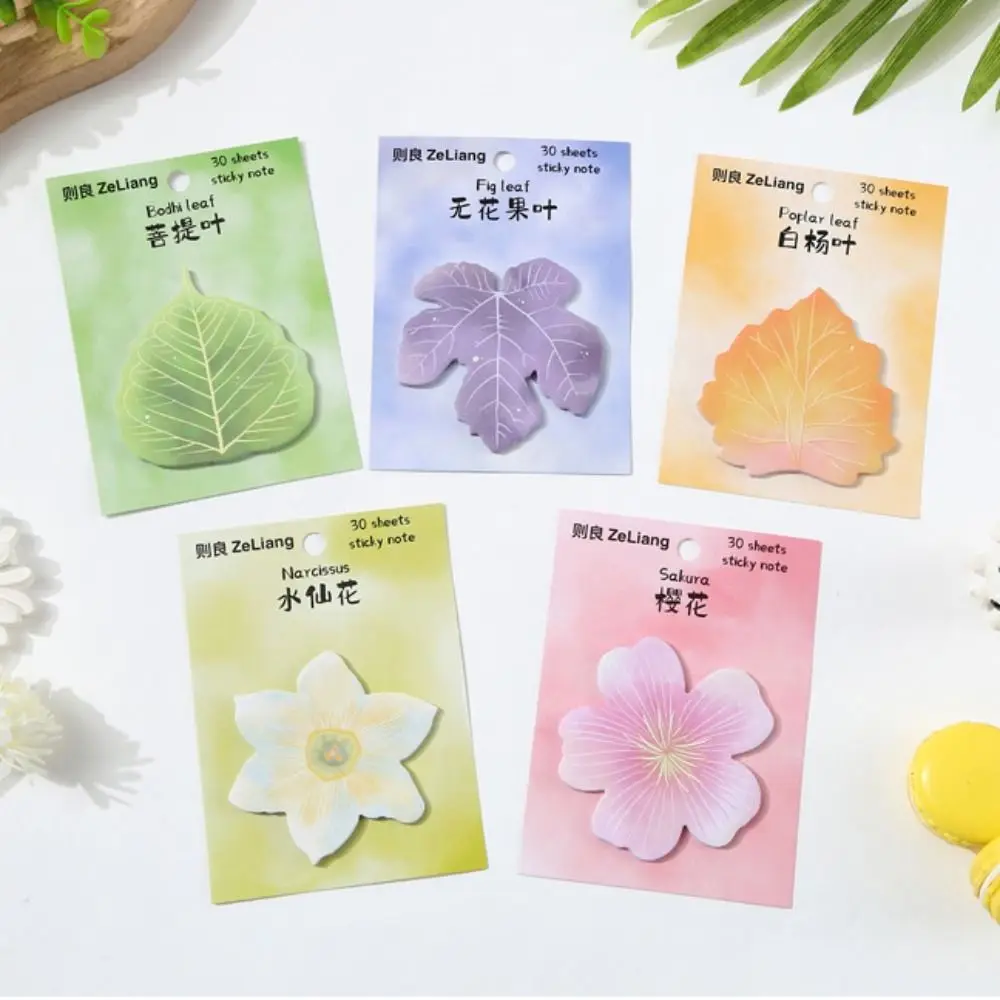 Kawaii Blätter- und Blumen-Thema Haftnotizen Abnehmbare Schreibwaren Memo-Notizen Klebende Notizen für Bürogebrauch