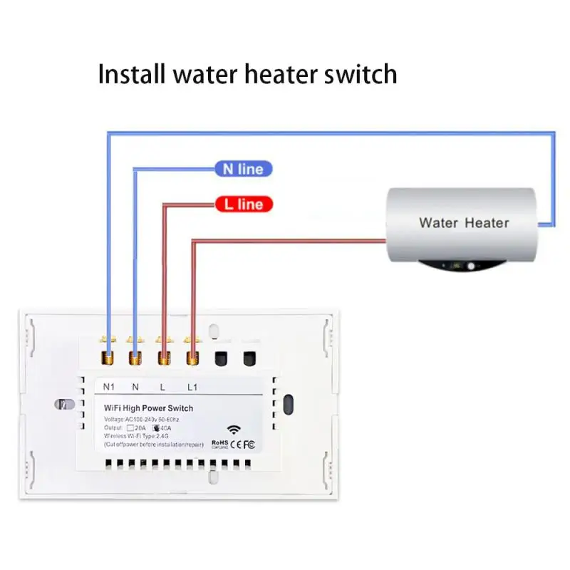 Tuya Wifi Boiler Smart Switch 20/40A Water Heater Switches Luxuray Glass Touch Timer Voice Control For Alexa Google Home