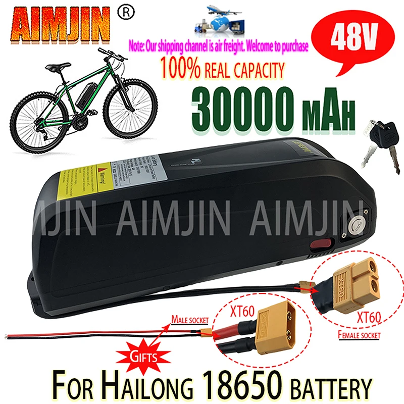 18650 EBike Battery 48V 30Ah for Hailong 1 and 2 model 18650 Pack for Electric Bicycle 250W-1500W Motor+Charger