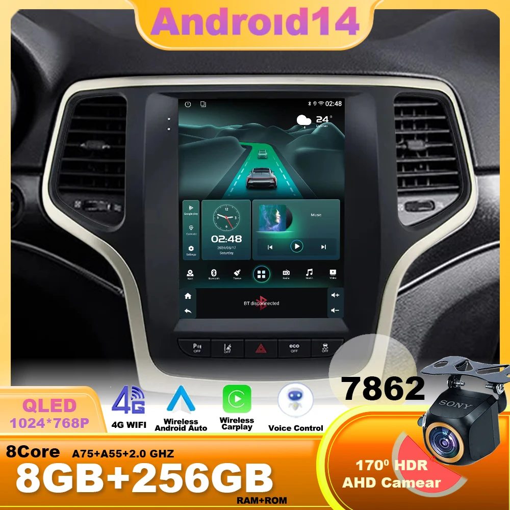 Android 14 9.7 Inch For Jeep Grand Cherokee 2014 - 2017 Car Radio Multimedia Video Player Navigation No 2din DVD 4G WIFI Carplay