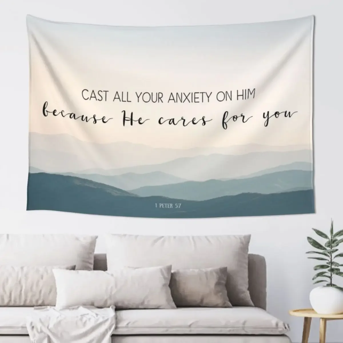

Christian Bible Verse Quote - Anxiety Tapestry Home Decor Aesthetic Home Decorators Cute Decor Wall Deco Tapestry