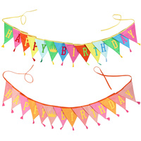 Colorful Happy Birthday Banner Tassel Triangle Hanging Flags Kids Birthday Baby Shower Party Bunting Camping Tent String Garland