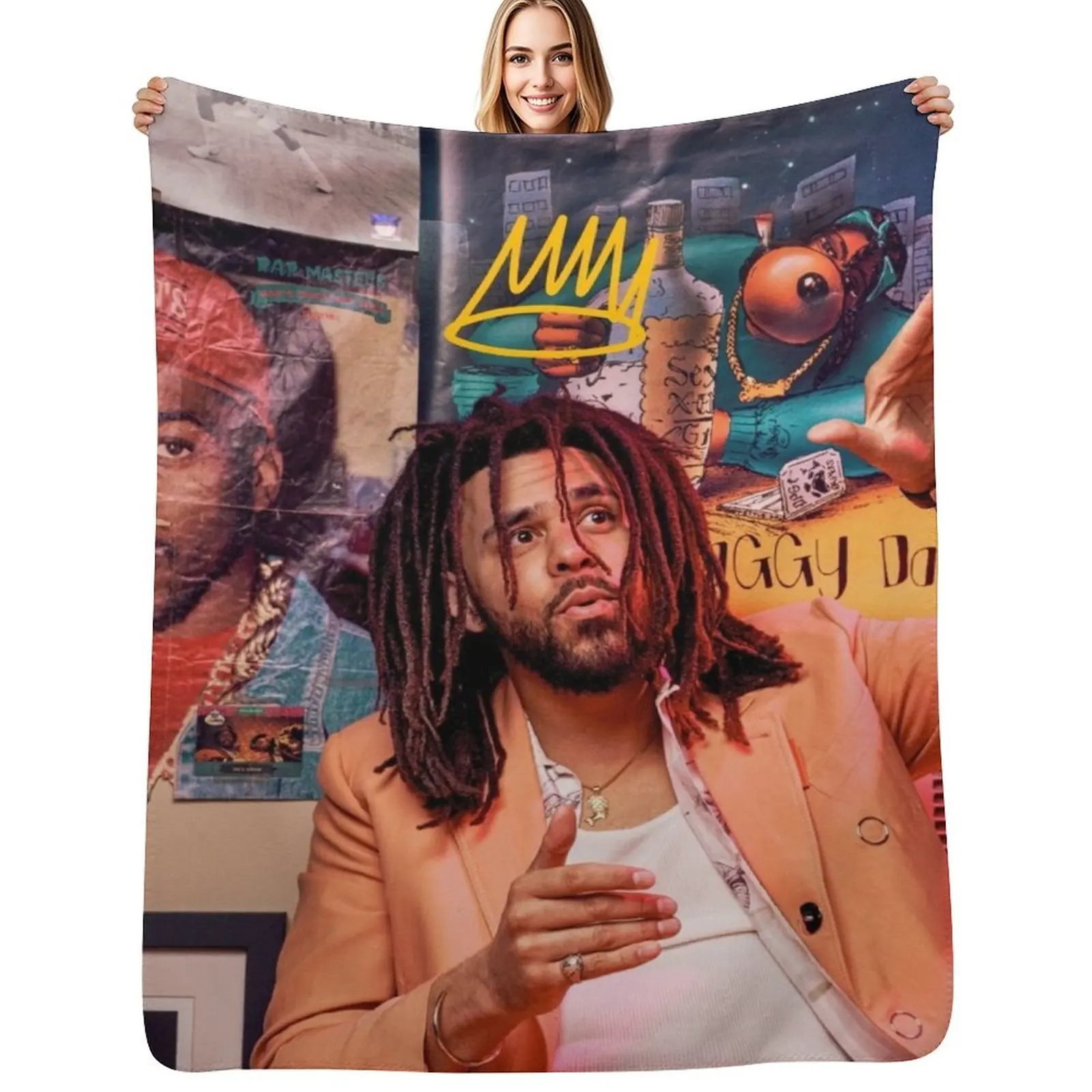 

J Cole a King Cole Cole World Throw Blanket Vintage Soft Big Bed valentine gift ideas Blankets