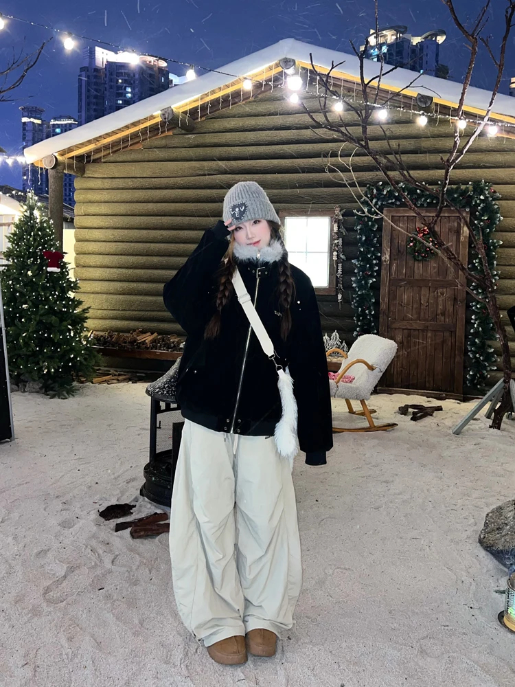 

Белая женская свободная универсальная хлопковая одежда Oneko в американском стиле ретро, зимняя мода