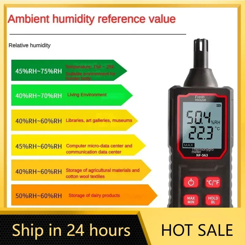 

Noyafa Temperature And Humidity Detector Indoor Household Handheld Electronic Digital Humidity Thermometer High Accuracy NF-563